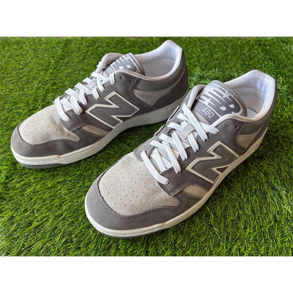 New Balance 480 Mens Grey White Suede Lifestyle Sneakers BB480LEC Size 10.5